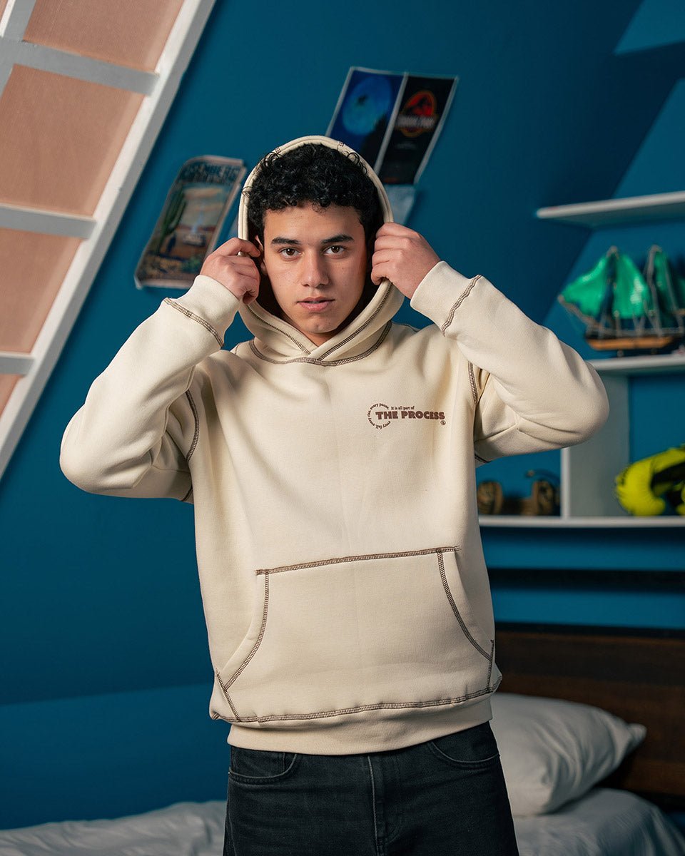 The Process Beige Reverse Hoodie - Belzi