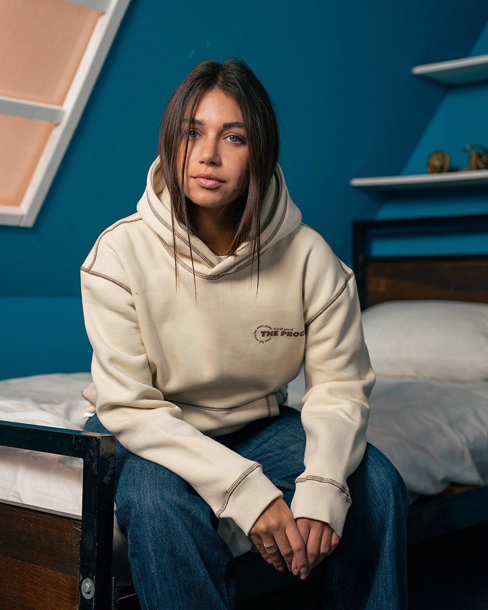 The Process Beige Reverse Hoodie - Belzi