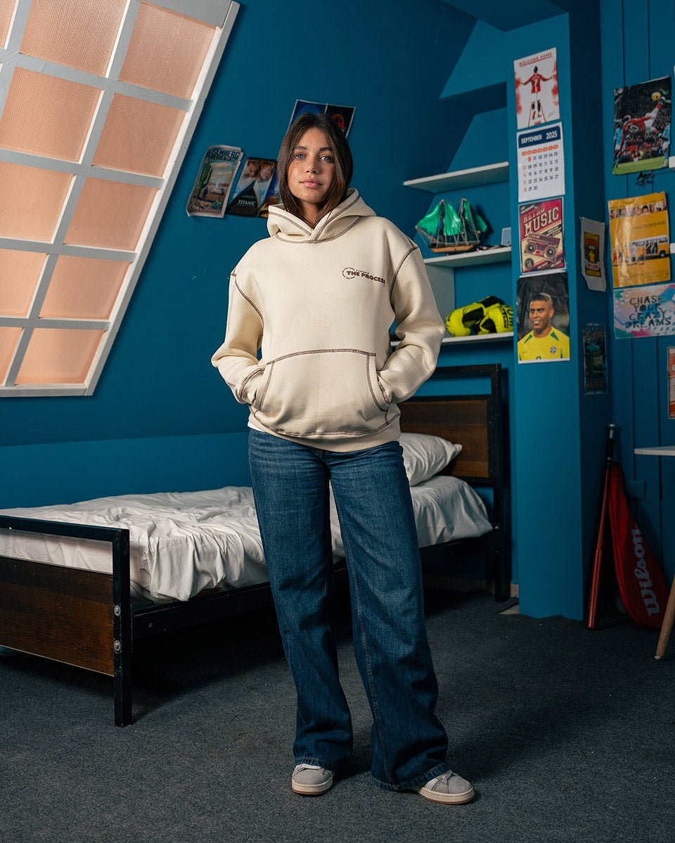 The Process Beige Reverse Hoodie - Belzi