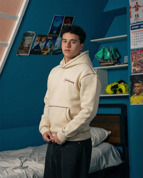 The Process Beige Reverse Hoodie - Belzi